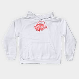 Red Music Skull Kids Hoodie